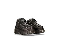 Botín de PIEL con Plataforma NEW ROCK Negro Colección Metallic M.106-S1