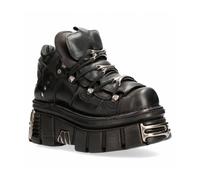 Botín de PIEL con Plataforma NEW ROCK Negro Colección Metallic M.106-S112