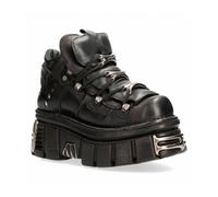 New Rock Zapatos 106 Botines Hombre Negro con Plataforma y Adornos Metallic Urban Black Shoes M.106-S112-38