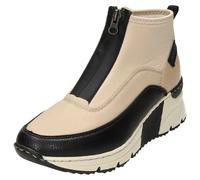 Botín De Tobillo Para Dama RIEKER N6352-60 Combinación Beige Con Tacón De Cuña