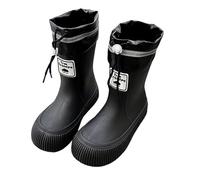 Botin Niña 25 - para S para La Escuela Y Actividades Al Aire Libre De Media Pantorrilla Tacón Bajo Calzado Cómodo para S De 8 A 10 Años De Lluvia Informales para Todas Las (Black 6-7Years)