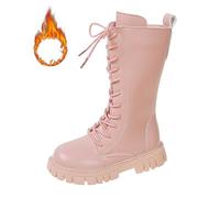 Botin Niña 31 - Planas Elegantes para S Es De Cuero con Suela Suave Y Caña Larga para S Pequeños Cómodas para Uso Diario Diseño Antideslizante Y Duradero (28 Little Child)