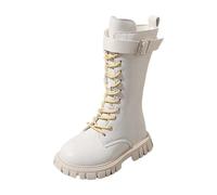 Botin Niña 34 - De Invierno para S Es Cálidos con Forro Polar A La Moda para S Pequeños Zapatos Escolares Informales Antideslizantes con Suela Duradera (White 28 Little Child)