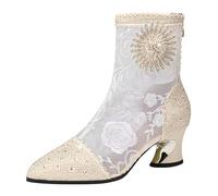 Botin para Mujer Botines Invierno Caña Ancha Biker De Montar A Caballo Botas Calor Antideslizante Tacon Ancho y Comodo Deporte Trekking Aire Libre Zapatos exteriores