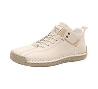 Botines altos para mujer, zapatos casuales para caminar con decoración de correa lateral, beige, 43 EU