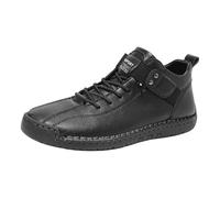 Botines altos para mujer, zapatos casuales para caminar con decoración de correa lateral, Black, 43 EU