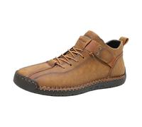 Botines altos para mujer, zapatos casuales para caminar con decoración de correa lateral, Brown, 43 EU