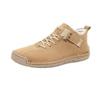 Botines altos para mujer, zapatos casuales para caminar con decoración de correa lateral, Khaki, 43 EU