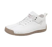 Botines altos para mujer, zapatos casuales para caminar con decoración de correa lateral, White, 43 EU