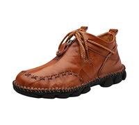 Botines anchos para hombre, zapatos de cuero suave para hombre, zapatos de trekking, zapatos deportivos con cremallera, puntera redonda, botas para exteriores, cómodas zapatillas para caminar, tenis