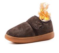 Botines Cálido Nieve para Mujer Hombre Zapatos Invierno con Correa Ajustable Pantuflas Interior Outdoor Ultraligero Antideslizante para Ancianos Women Brown 39