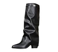 Botines casuales de cuña para mujer, holgados, plegables, altos, Black, 39 EU