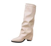 Botines casuales de cuña para mujer, holgados, plegables, altos, White, 39.5 EU