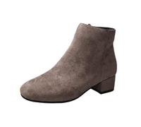 Botines casuales y elegantes para mujer, suela antideslizante, tacón grueso, botines de gamuza para mujer, cómodos y modernos, marrón claro, 36.5 EU
