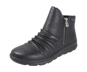 Botines Casuales Z0056 Rieker-TEX Cuero Negro Con Cremallera Doble