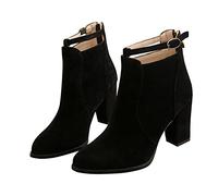 Botines Chelsea de tacón alto grueso con plataforma para mujer, botines occidentales puntiagudos para mujer, botas superiores sintéticas duraderas, zapatos de estilo festival de moda para caminar