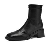 Botines Chelsea Mujer Tacón Bloque Slip-On Punta Cuadrada para Ceremonia De Boda & Estilo Casual Chic Microfibra Botas Cortas Forro Cálido,Black (Standard Lining),41 EU