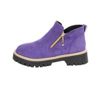 Botines con suela gruesa cremallera lateral suave para una comodidad versátil en la vida cotidiana, morado, 36 EU