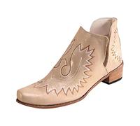 Botines cortos para mujer, botines para mujer, moda bordado, plataforma, botas de fiesta de vacaciones, botas retro romanas, informales, puntiagudos, tobillos, botines para mujer, con tacón