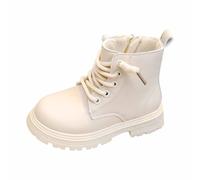 Botines cortos para niñas, con cordones, suela suave, para exteriores, escuela, elegante, casual, para caminar, para vacaciones, viajes, jardín, días de fin de semana, beige, 28.5 EU