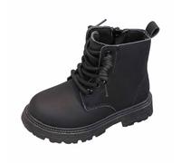 Botines cortos para niñas, con cordones, suela suave, para exteriores, escuela, elegante, casual, para caminar, para vacaciones, viajes, jardín, días de fin de semana, Black, 30 EU
