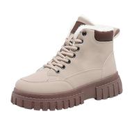 Botines de ajuste ancho para mujer, de forro polar, botas de nieve con cordones, impermeables, cálidas con forro de felpa, botines de plataforma, antideslizantes, elegantes y a la moda para exteriores