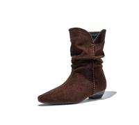 Botines de Ante Estilo Western para Mujer: Puntera Puntiaguda, tacón Grueso y diseño para Montar a Caballo | Versátiles, Resistentes, Ligeros y cómodos para Montar a Caballo, Trabajar y Caminar