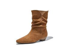 Botines de Ante Estilo Western para Mujer: Puntera Puntiaguda, tacón Grueso y diseño para Montar a Caballo | Versátiles, Resistentes, Ligeros y cómodos para Montar a Caballo, Trabajar y Caminar