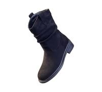 Botines de ante para mujer, de un solo color, botas de vaquero, botas cortas ligeras, botas cortas para montañas, botas de media altura, botas antideslizantes de invierno, Negro , 38 EU