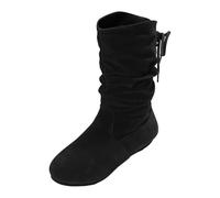 Botines de ante para mujer - Media caña con cordones, punta redonda, monocolor, elegante, para mujer, cómodas, medias botas, para boda, tiempo libre, botas de entretiempo, Negro , 43