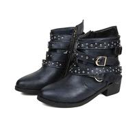 Botines de con Hebilla y Cremallera Lateral para Mujer, de Invierno, Estilo Moderno y práctico, Ideales para Diario y Tiempo Libre en Clima frío, Antideslizantes y cálidos_1
