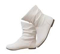 Botines de cuero holgados para mujer, botines suaves de tacón bajo, ajuste cómodo, uso casual, caminar, al aire libre, cómodos, impermeables, para invierno, equitación, vintage, puntera redonda, moda