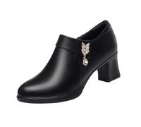 Botines de cuero para mujer con tacón Botas cortas Botas de cuero - Tacón medio Tobillo Zapatos de tobillo Zapatos de negocios - Antideslizante Elegante Botas de mujer Zapatos de cuero para mujer