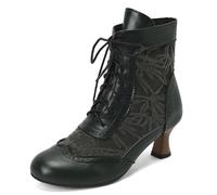 Botines de Encaje victorianos para Mujer, cómodos Botines de tacón de Gatito para Boda, Fiesta, Botas Retro de tacón Medio de Bruja,Verde,40 EU