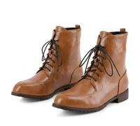 Botines de Estilo Biker Mujer con Cordones, Punta Redonda y Tacón Bajo | Botas Oxford de Combate Planas Cortas Moto Otoño para Denim, Vestidos, Días en la Ciudad, Oficina, Fin de Semana y Viajes