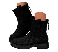 Botines de Franja para Mujer, Botines Occidentales de Cuero con Tacón Ancho, Calzado de Moda Invierno con Cremallera Lateral, Zapatos Cortos Casuales y Elegantes para Caminar, Fiesta o Día a Día