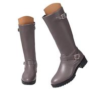 Botines de Franja para Mujer, Botines Occidentales de Cuero con Tacón Ancho, Calzado de Moda Invierno con Cremallera Lateral, Zapatos Cortos Casuales y Elegantes para Caminar, Fiesta o Día a Día
