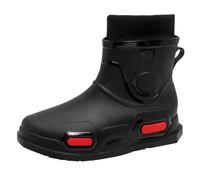 Botines de goma para hombre, botas de lluvia térmicas de goma con forro extraíble, impermeables, botas de agua para niños, botas de agua Chelsea para niños, Negro, 43