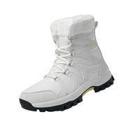 Botines de invierno para hombre, con cuello de piel cálida, zapatos casuales para clima frío, para caminar al aire libre y diario, White, 42 1/3 EU