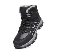 Botines de invierno para hombre con forro polar, suela de perfil antideslizante como cómodas botas al aire libre para días fríos, Negro , 47 EU