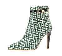 Botines de invierno para mujer con tacón estrecho estilo europeo americano con cremallera tacones altos para mujeres conscientes de la moda, verde, 41 EU