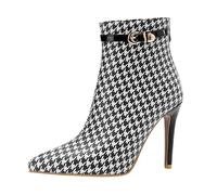 Botines de invierno para mujer con tacón estrecho estilo europeo americano con cremallera tacones altos para mujeres conscientes de la moda, Negro , 42 EU
