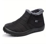 Botines de invierno para mujer - Interior y acogedores con forro artificial, azul con logo "B.J." - Botas de nieve cálidas en varios colores, calzado de mujer