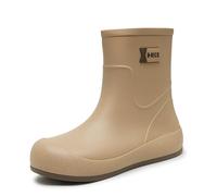 Botines de Lluvia para Mujer Media Punta Cerrada Temporada Impermeables Uso Exterior (Khaki, 39) #1916