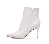 Botines de Mujer, Botas Cortas con Cremallera y Punta Puntiaguda y tacón Alto de Aguja, Botines de tacón de Moda para Bodas, Bailes de graduación y Fiestas,Blanca,38 EU