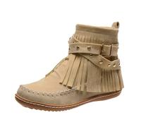 Botines de mujer de cuero negro bordado para mujer al aire libre cremallera lateral botas botas vintage sin cordones con cordones con tacón de ocio Chelsea Botas, Beige B, 38 EU