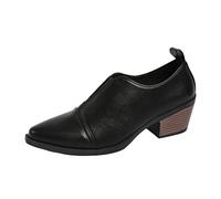 Botines de mujer de moda con punta puntiaguda Tacón grueso Casual y cómodo Botines de cuero elegantes para uso diario, Negro2, 39 EU