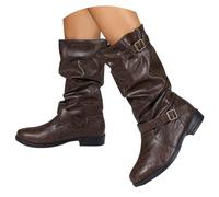 Botines de Mujer Moda Botas Cortas de Piel Sintética, Botines Arrugados con Detalle de Ojal, Zapatos de Tacón Bajo para Caminar Cómodamente en Otoño e Invierno, Ideal para Día a Día y Fiesta