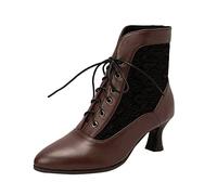 Botines de mujer Moda de otoño e invierno y encaje elegante Punta hueca Cómoda Cordones frontales Botines Cuñas Mujer
