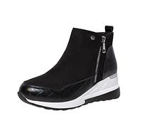 Botines de Mujer Otoño - Cuña Corta de Ante Con Cremallera Para Trabajo, Trekking y Senderismo - Botas de Tobillo Sin Cordones Para Aire Libre